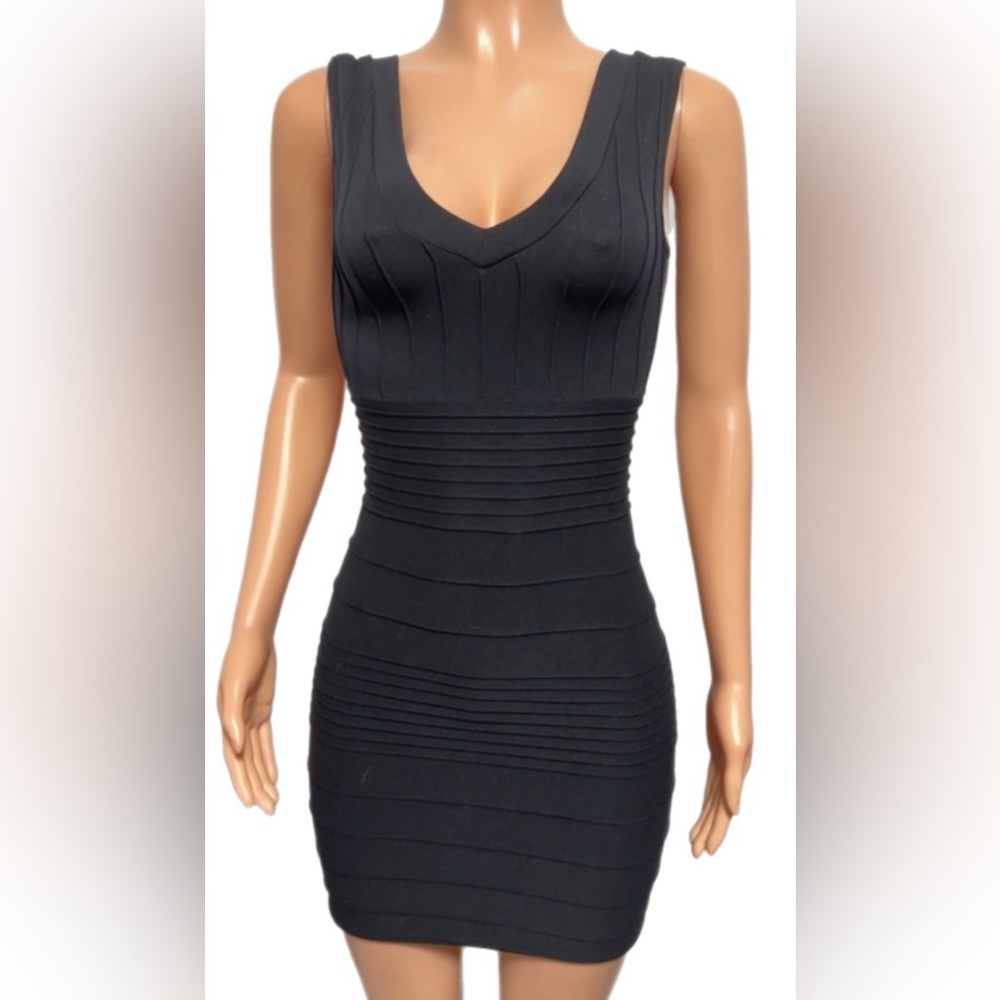 Black Textured Body Con seamless Tight Mini Dress